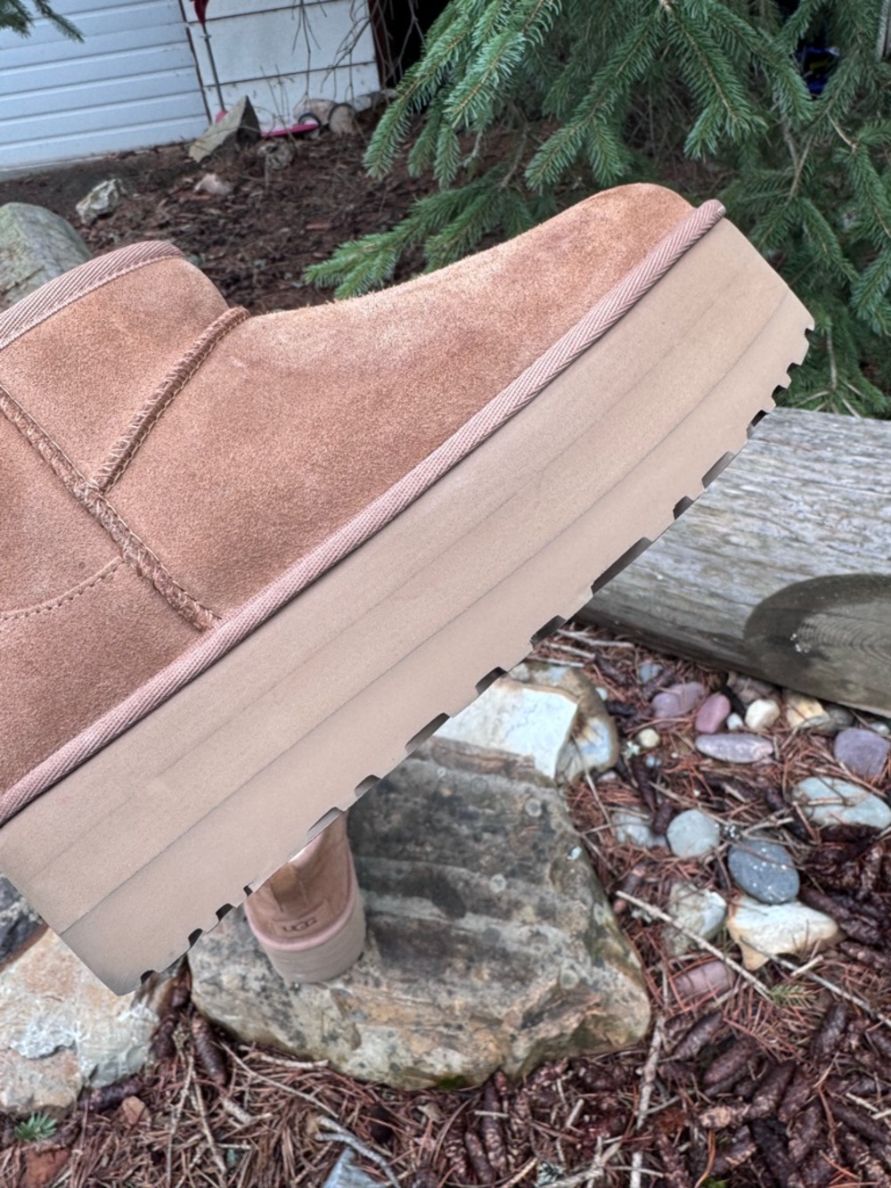 UGG Chestnut Suede Platform Mini Booties - Picture 9 of 15